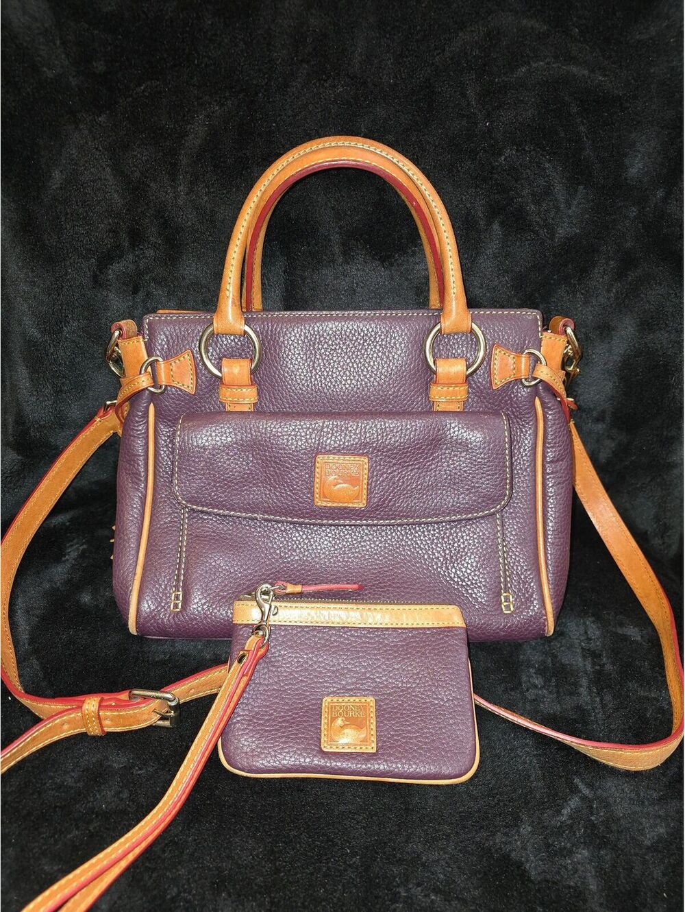 52. Dooney & Bourke pebble leather pocket satchel Purple